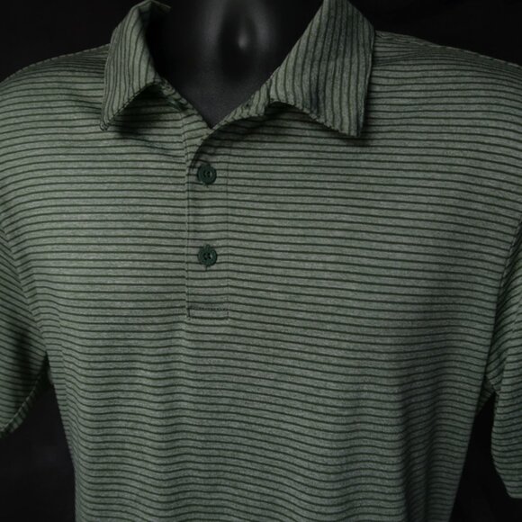 Adidas Golf Sage Green Striped Performance Polo (M) Flawless! ⛳️ - Picture 4 of 7
